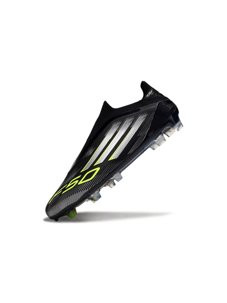 2025 adidas F50 Elite Laceless FG Black Silver Volt