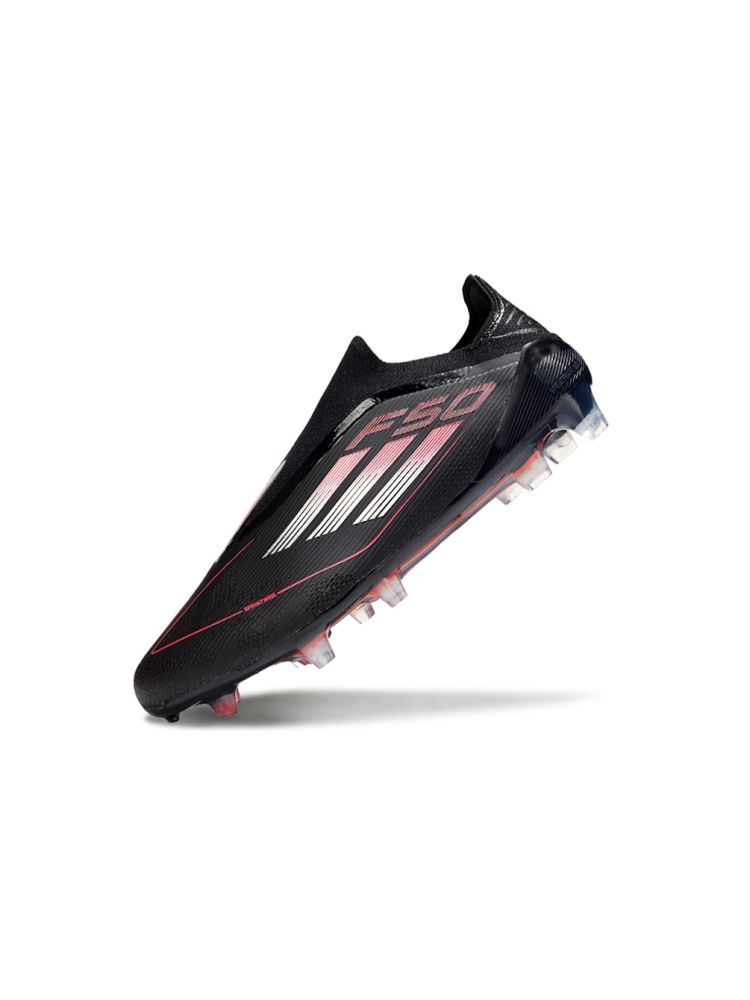 2025 adidas F50 Elite Laceless FG Core Black Iron Metal Lucid Red