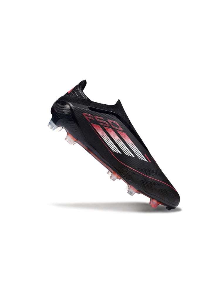 2025 adidas F50 Elite Laceless FG Core Black Iron Metal Lucid Red