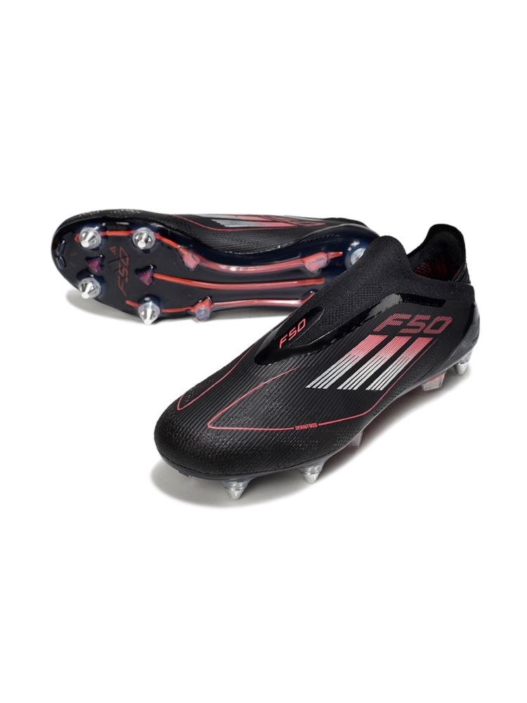 2025 adidas F50 Elite Laceless SG-Pro Core Black Iron Metal Lucid Red