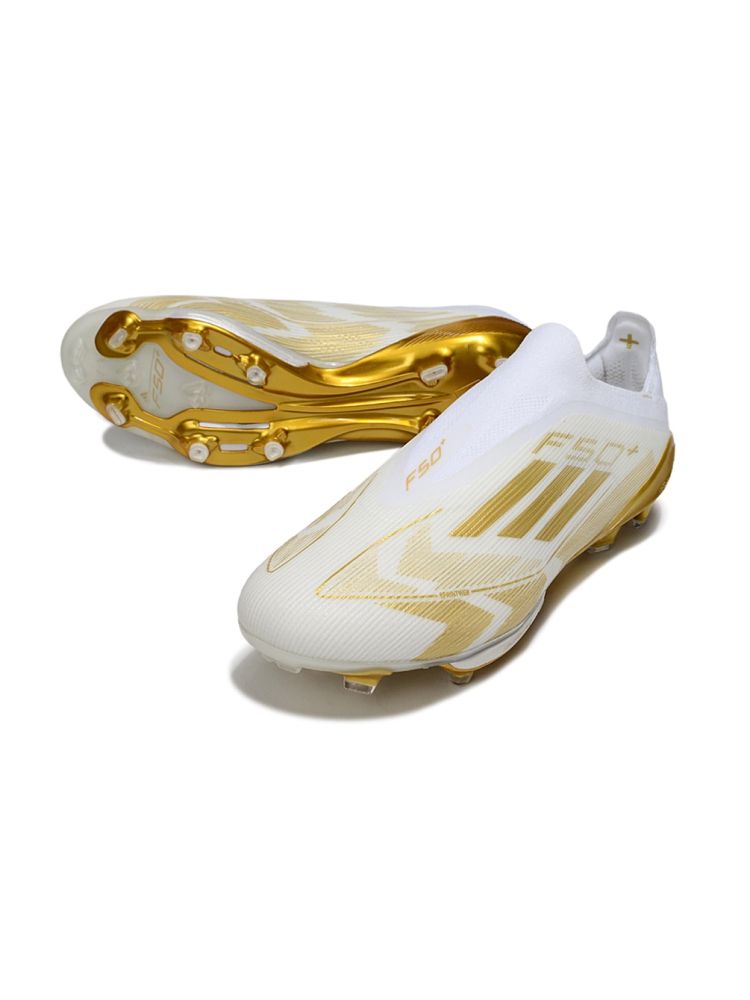 2025 adidas F50+ Elite LightStrike FG White Gold Metallic