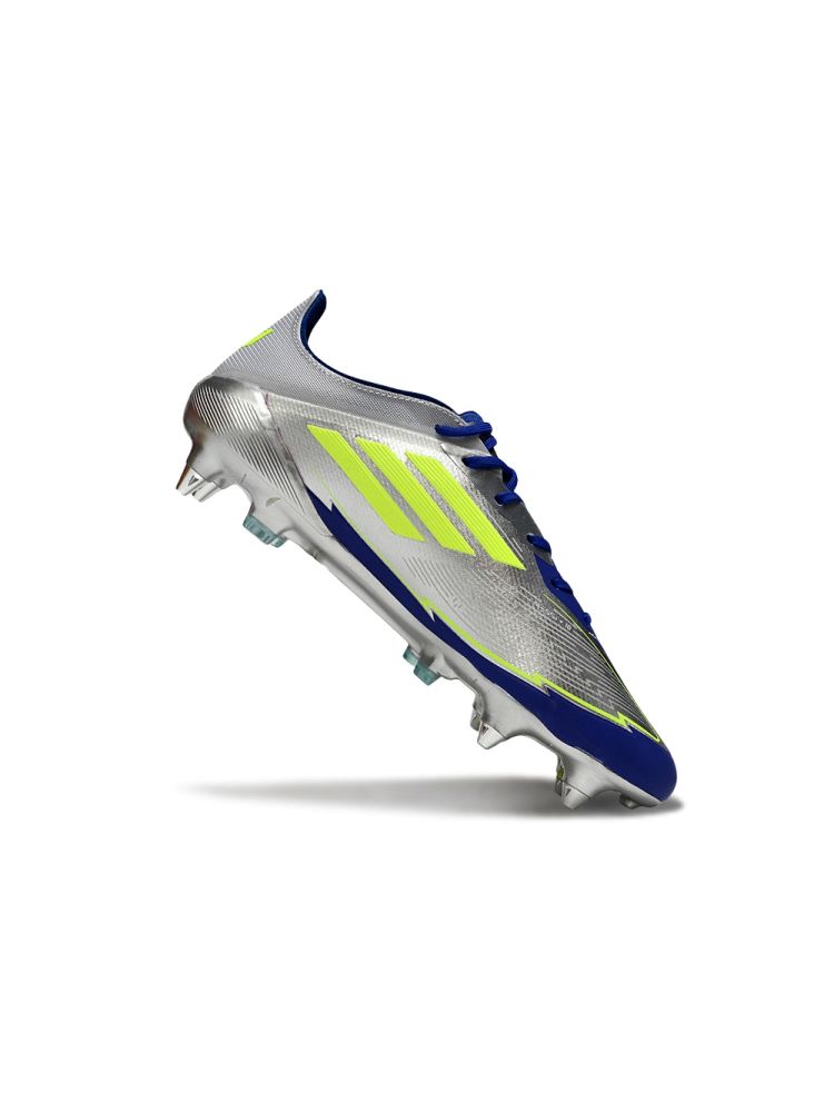 2025 adidas F50 Elite SG-Pro Silver Metallic Solar Yellow Lucid Blue