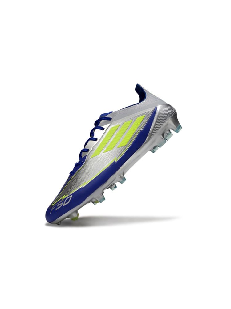 2025 adidas F50 Messi Elite FG Silver Metallic Solar Yellow Lucid Blue