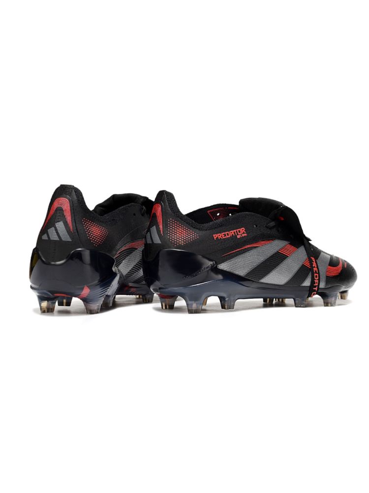 2025 adidas Predator Elite Tongue FG Black Grey Four Lucid Red